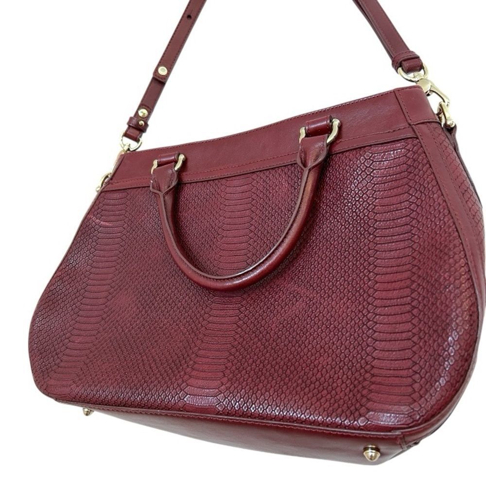 Brahmin Burgundy Red Python Raelynn Satchel Shoulder Bag - Picture 6 of 15